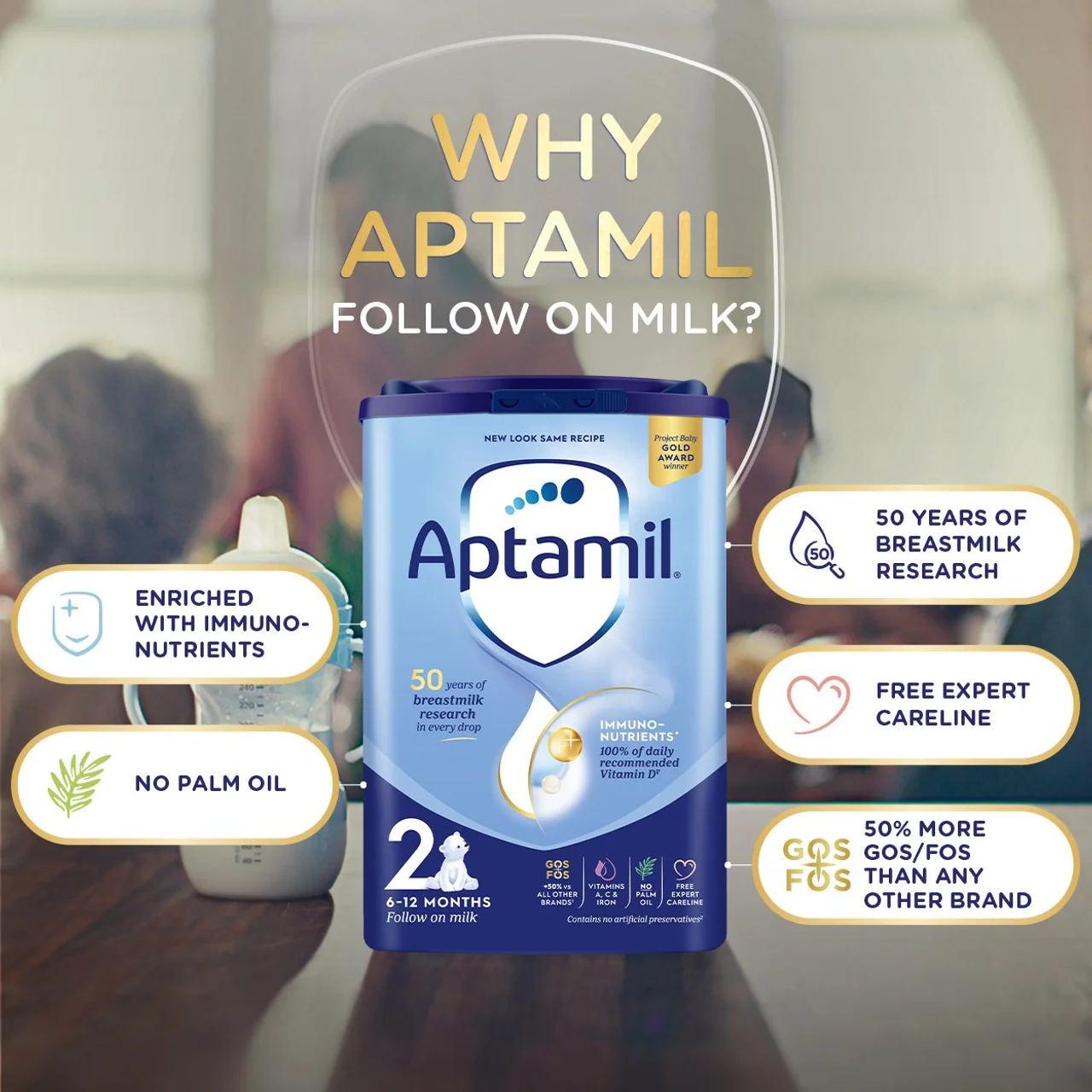4罐装||英国爱他美 Aptamil Formula 2段婴儿奶粉 6-12个月 800G