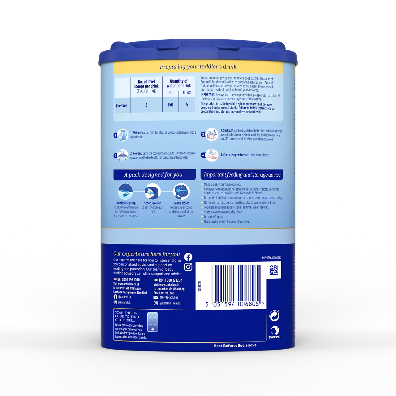 6罐装||英国爱他美 Aptamil Formula 3段婴儿奶粉 1-2岁 800G 新包装