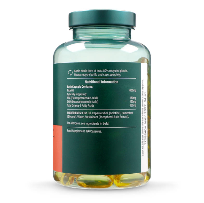 H&B荷柏瑞Omega 3深海鱼油1000mg 120粒 Holland&Barrett