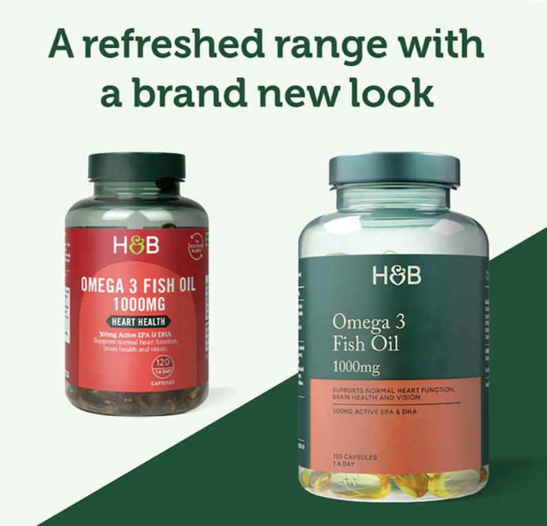 H&B荷柏瑞Omega 3深海鱼油1000mg 120粒 Holland&Barrett