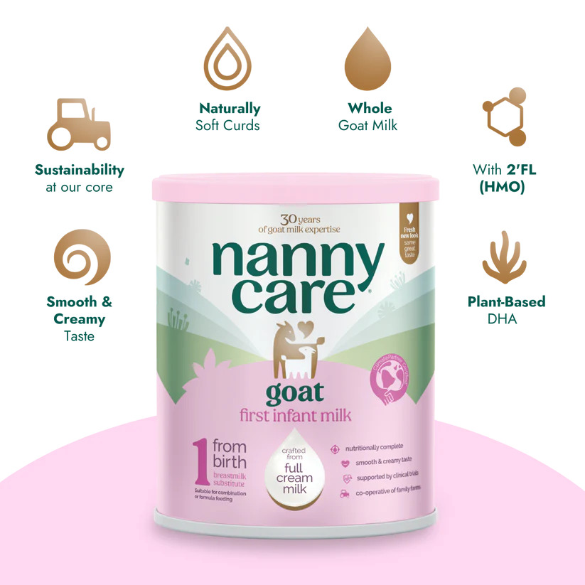 [新]英国Nannycare纳尼凯尔婴幼儿羊奶粉1段 0-6个月 800g【配方升级，含HMO】