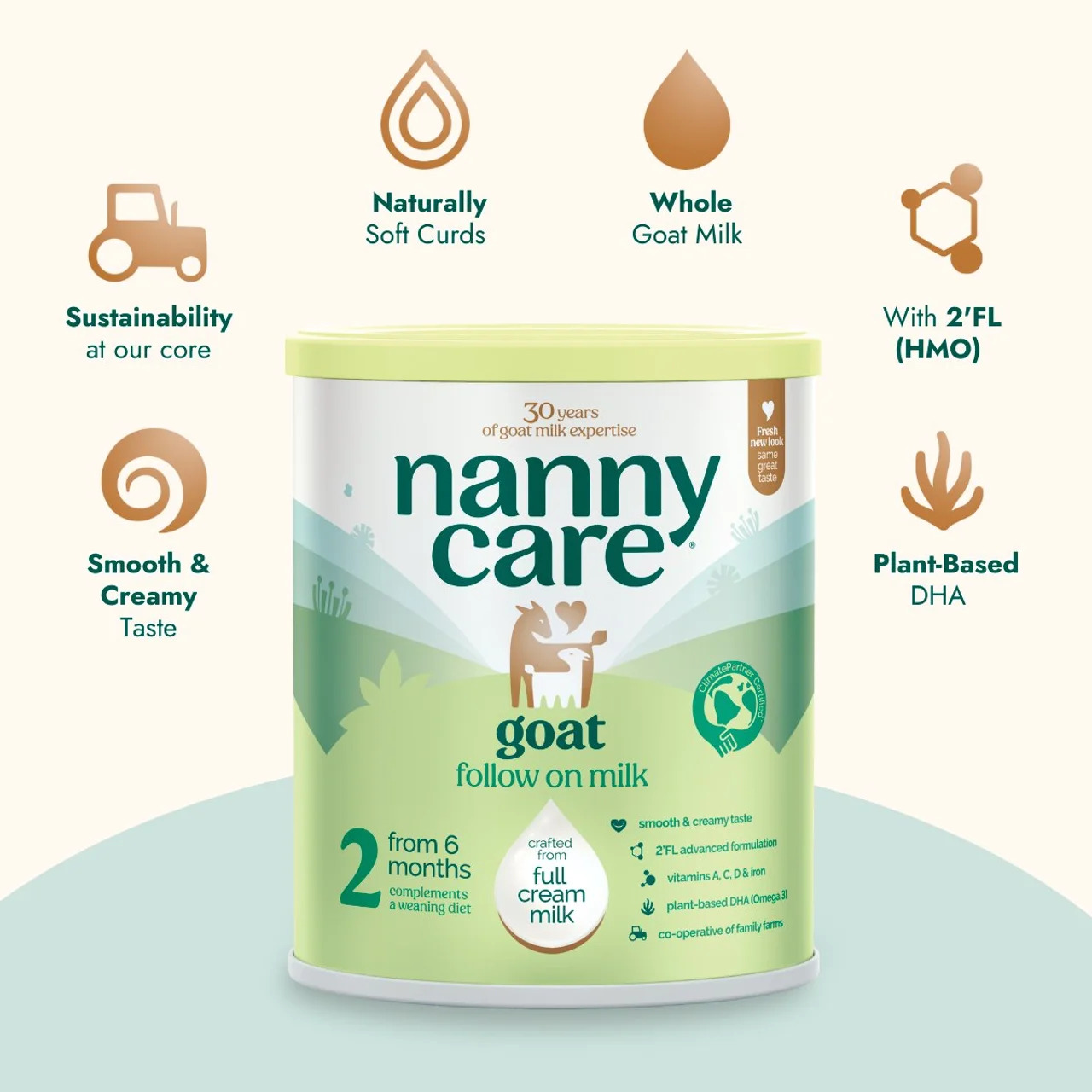 [新]4罐装||英国Nannycare纳尼凯尔婴幼儿羊奶粉2段 6-12个月 800g【配方升级，含HMO】