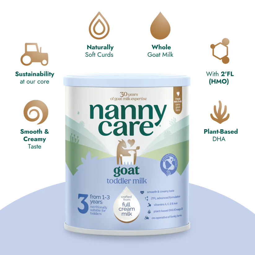 [新]英国Nannycare纳尼凯尔婴幼儿羊奶粉3段 1岁+ 800g【配方升级，含HMO】