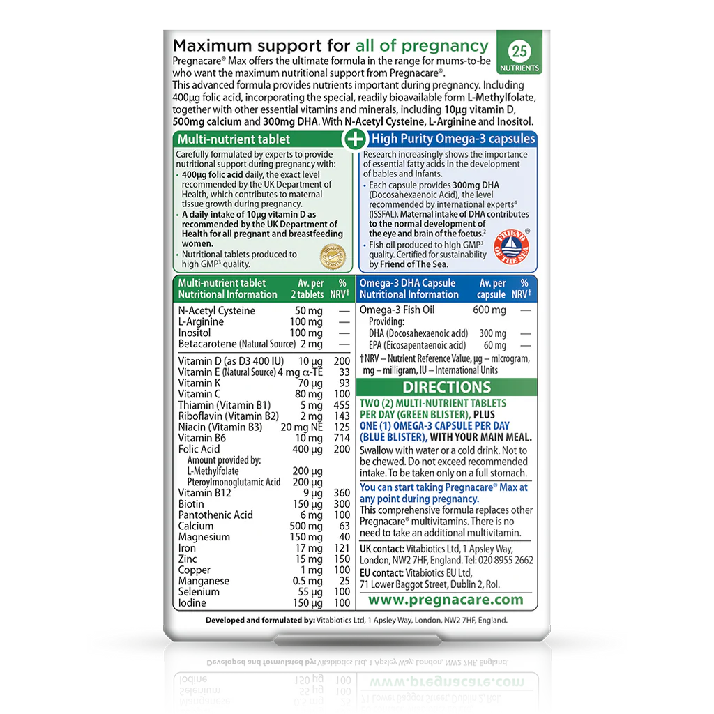 3盒装||薇塔贝尔Vitabiotics Pregnacare孕期全效Max系列营养素 56+28片 x 3 新包装